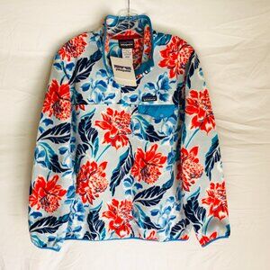 NEW Patagonia Synchilla Women's Large Floral Snap T Fleece Pullover Sweater NWT